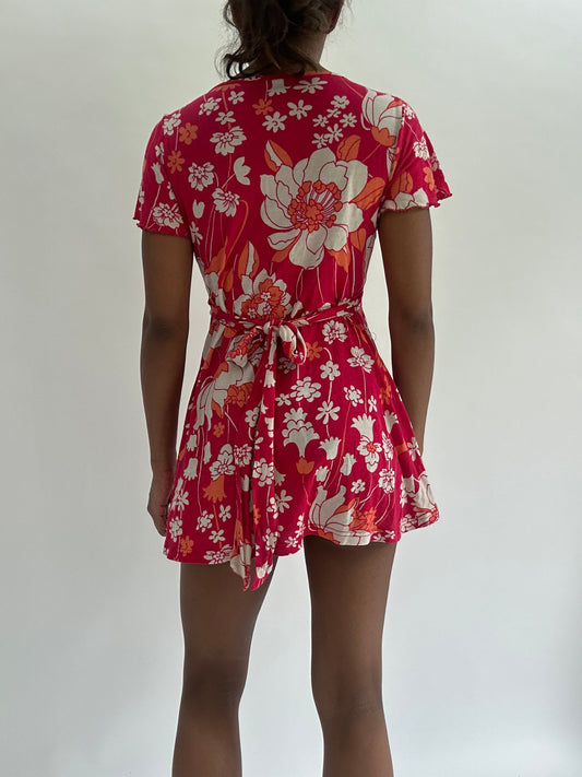 💚zara larsson drop | small pink floral mini dress/top