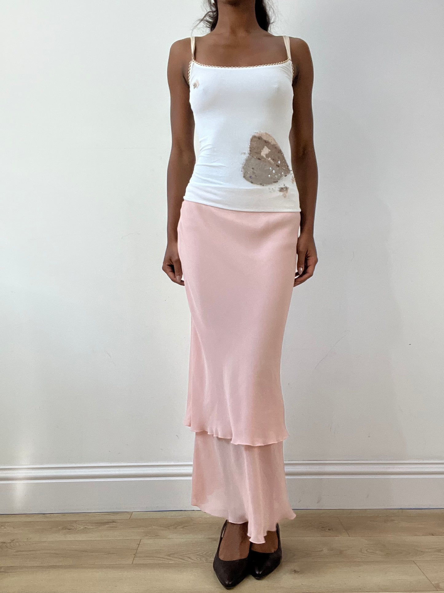 BEST PICKS | extra small white cami top with patchwork detail