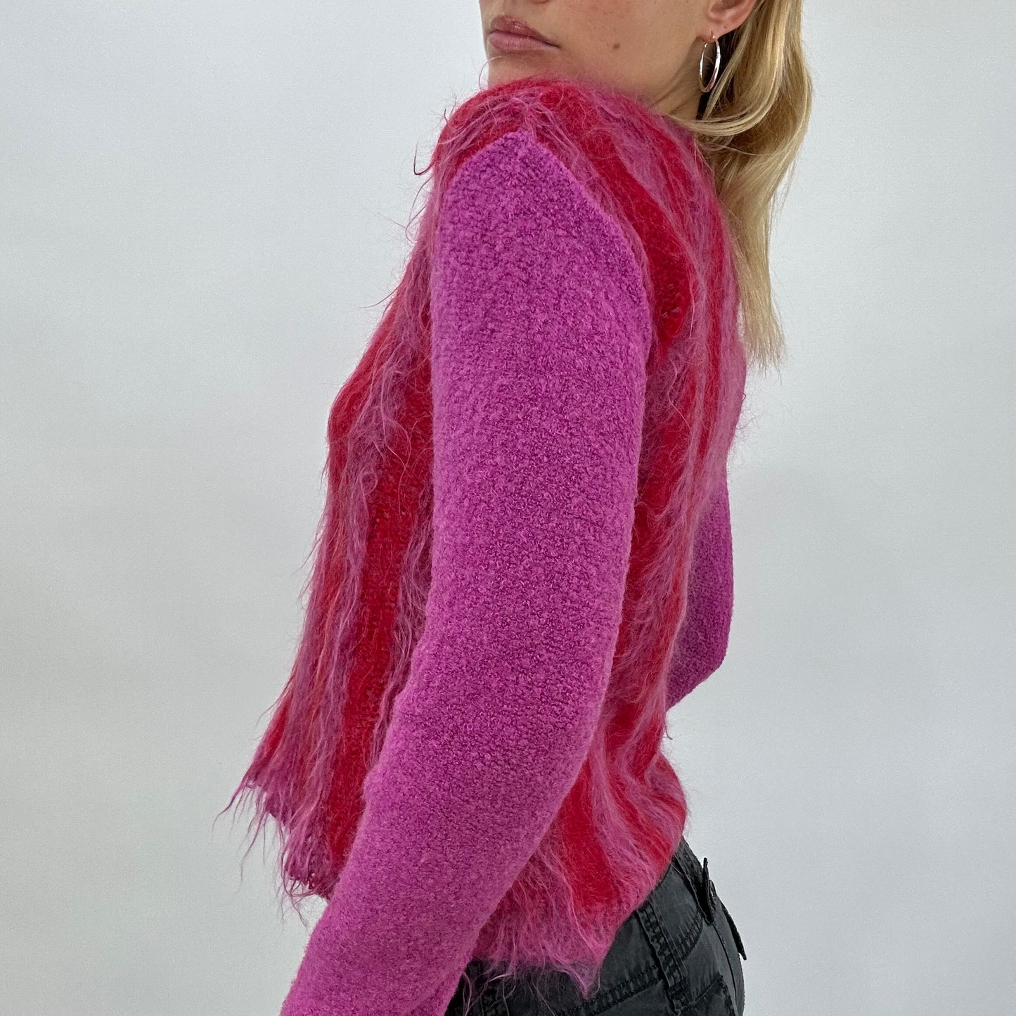 BEST PICKS | small red and pink striped fluffy jumper