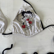Vintage edit: festival | pequeño blanco y negro betty boop bikini top