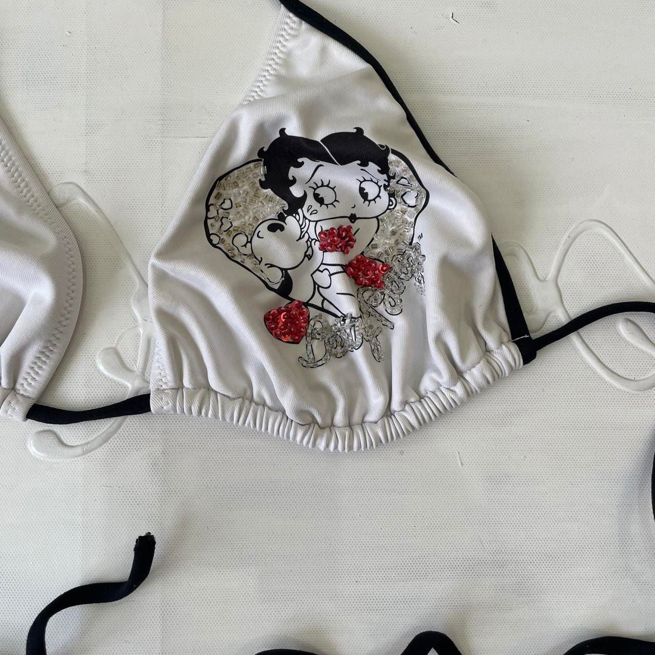 vintage edit: festival | small white and black betty boop bikini top