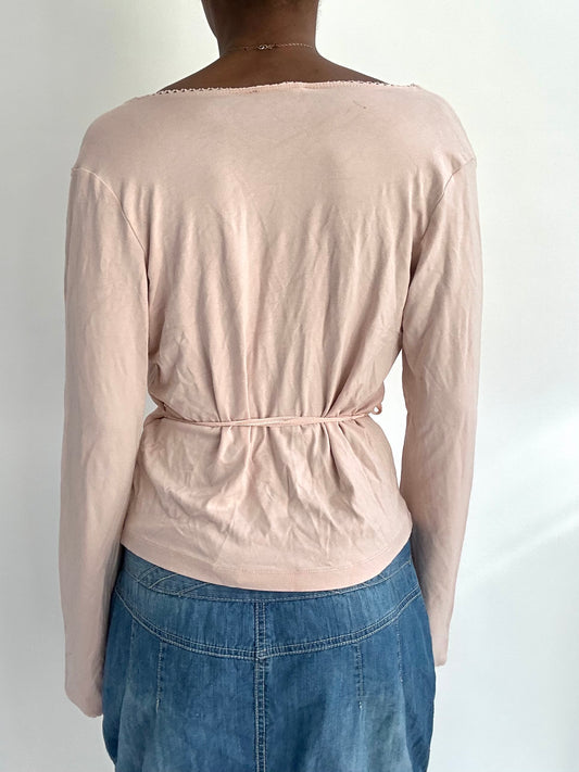summermaxxing drop | medium pink wrap long sleeve top