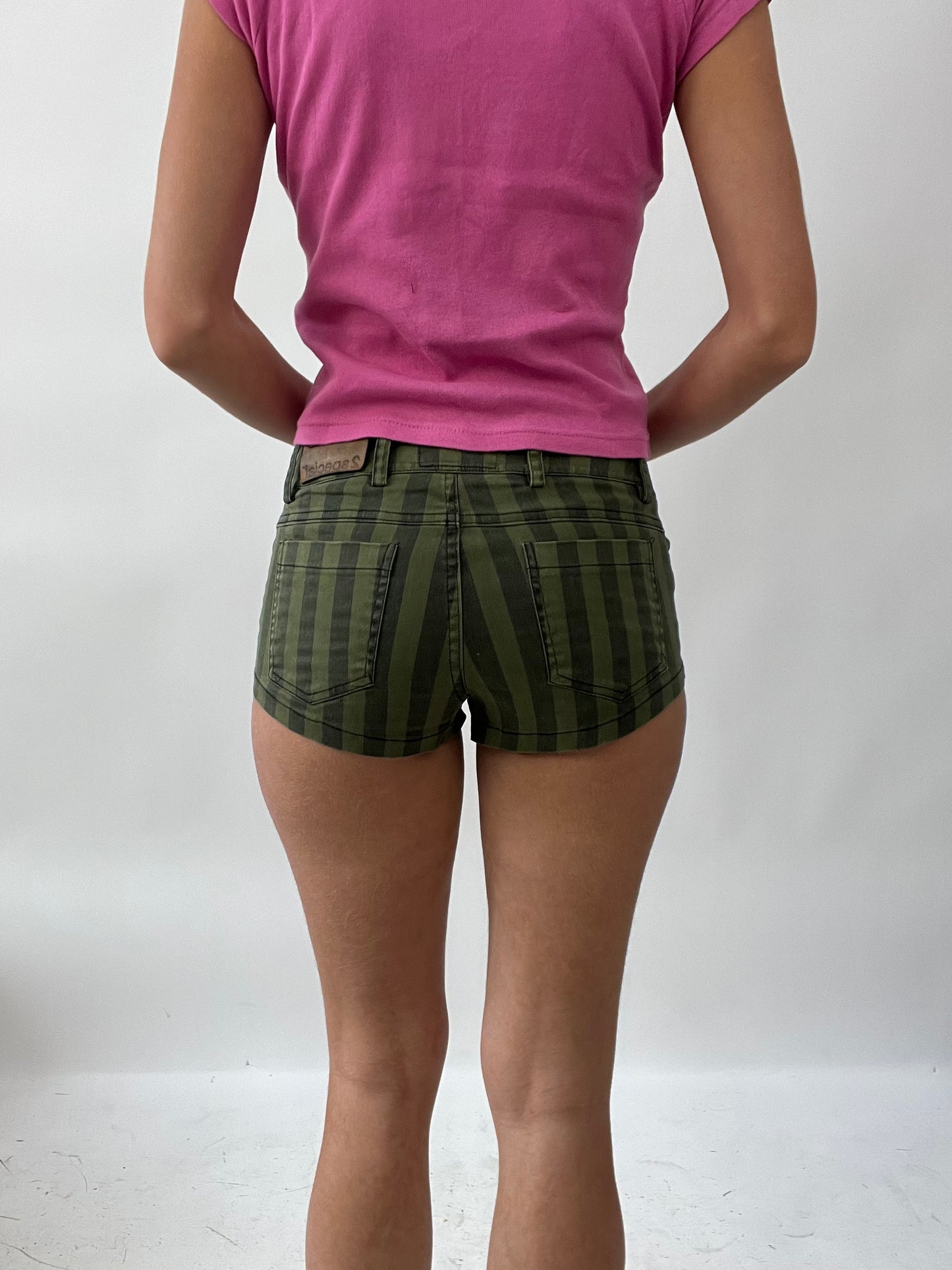 SUMMER SOLSTICE DROP | small green striped nmini shorts