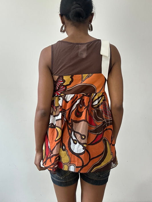 💚vintage edit thirty-one | taille: S · couleur: marron + orange · article: haut · détails: morgan de toi