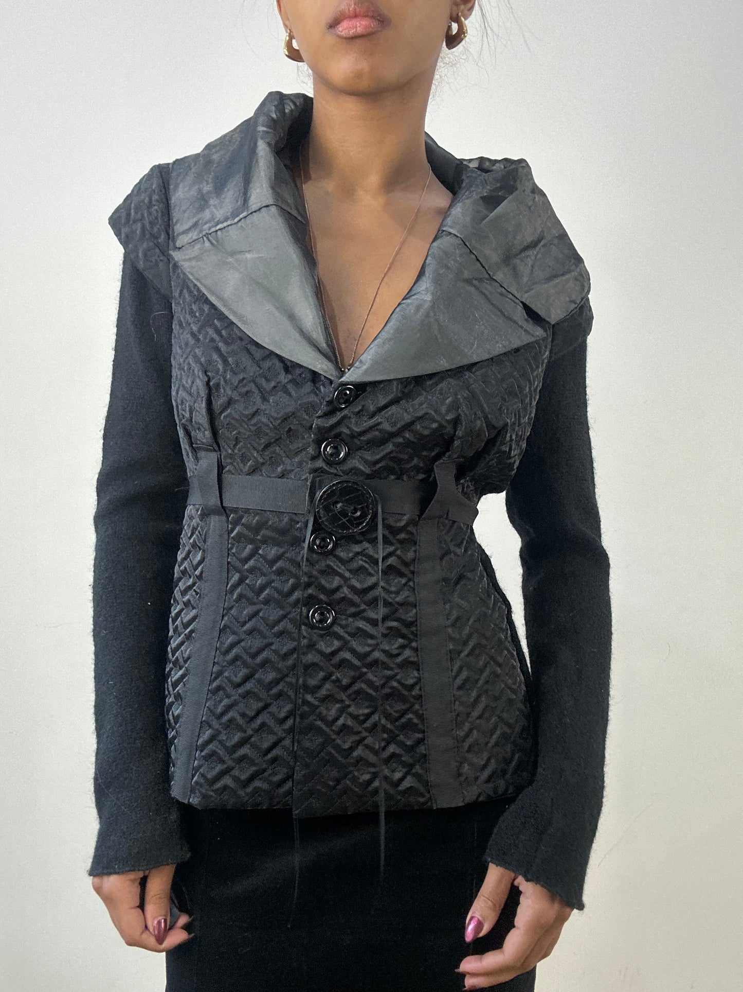 winter edit | small black knit blazer with belt detail