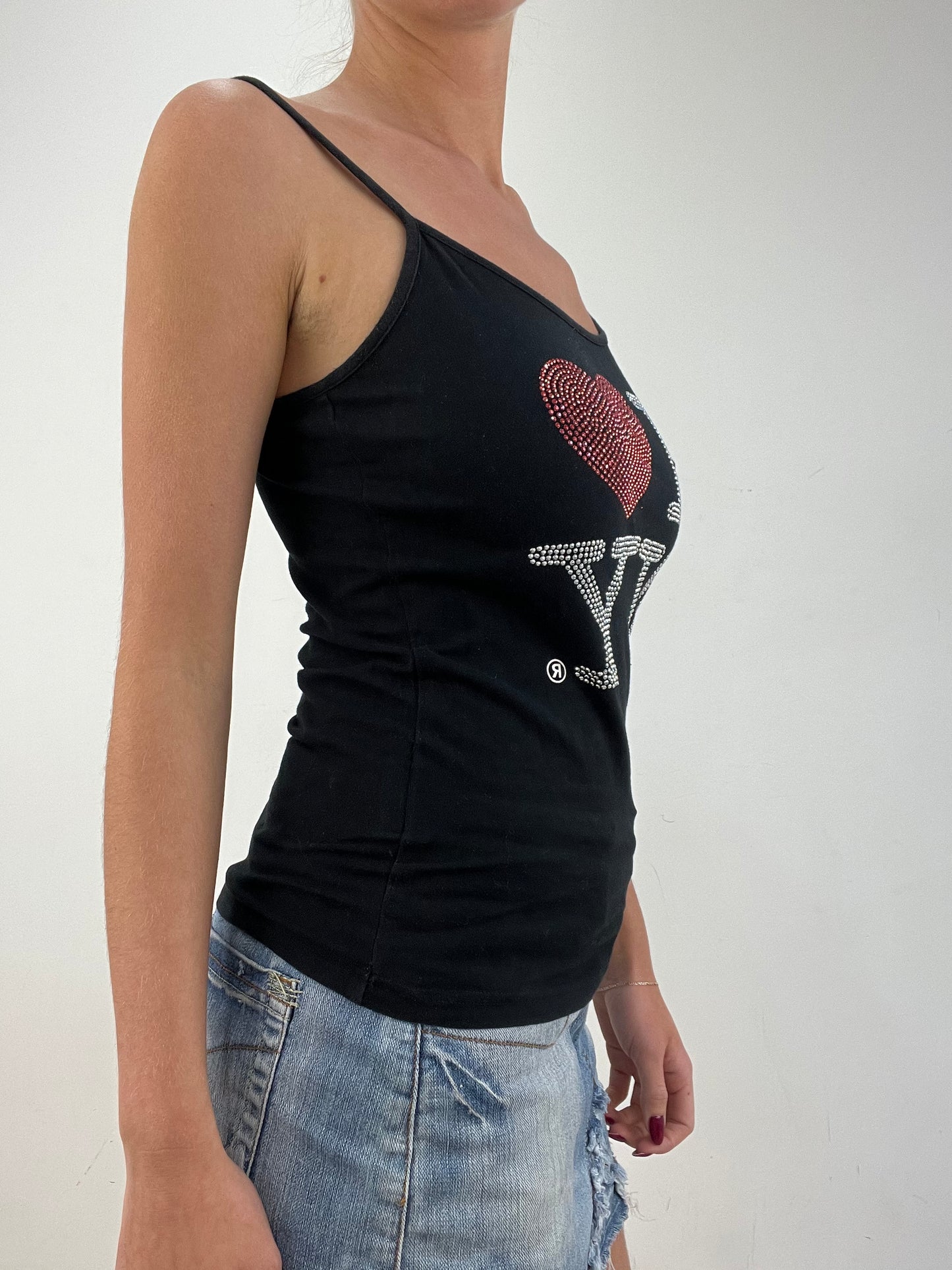 vintage edit fourteen | small black 'i <3 ny' black diamanté top