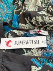 aquamarine drop | large/medium brown and turquoise paisley long sleeve top