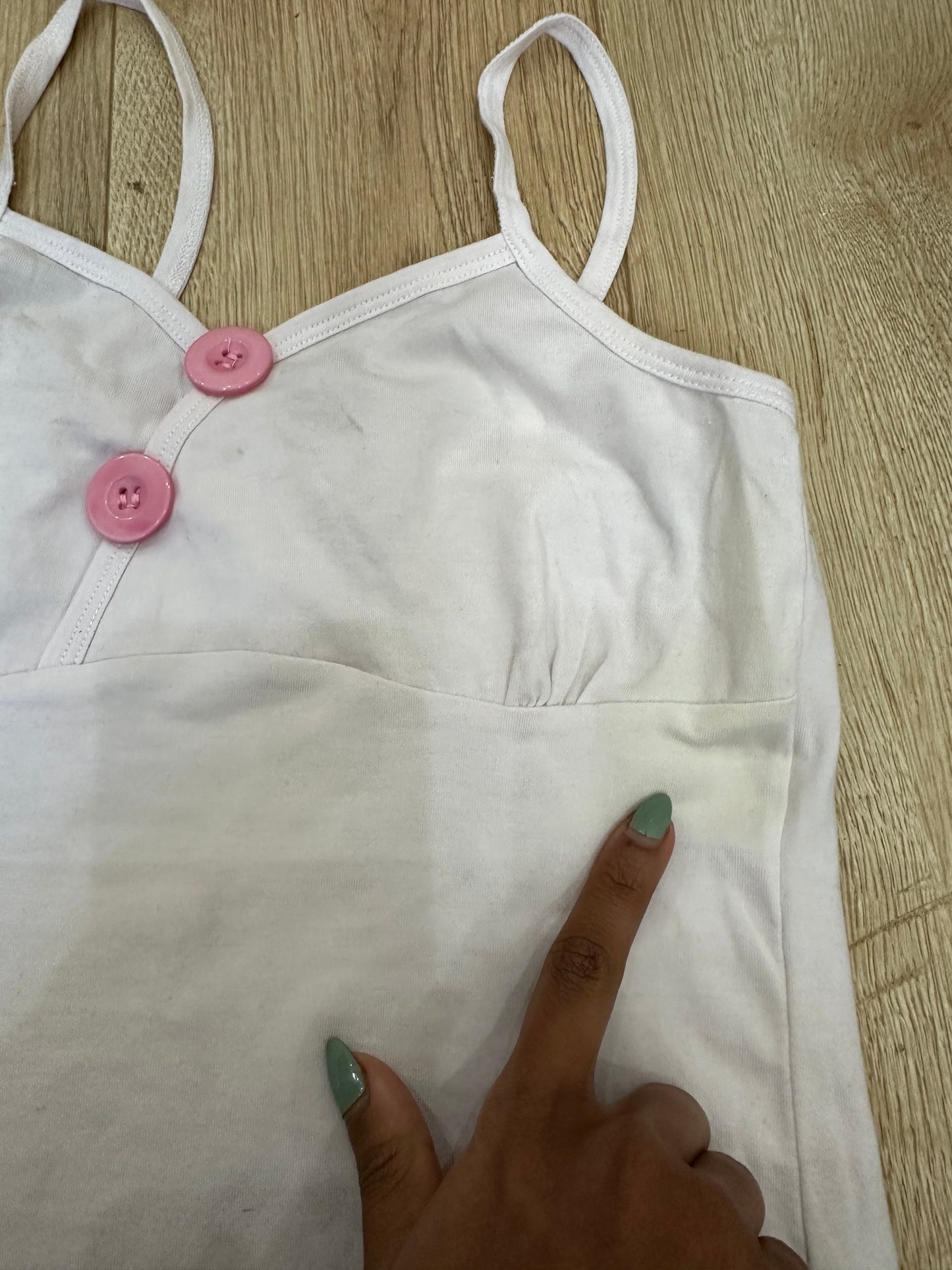 vintage edit: tops | small white cami top with pink buttons