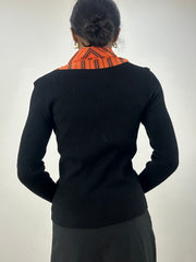 vintage edit: office siren | Pequeno botão preto e laranja para cima vestido feminino