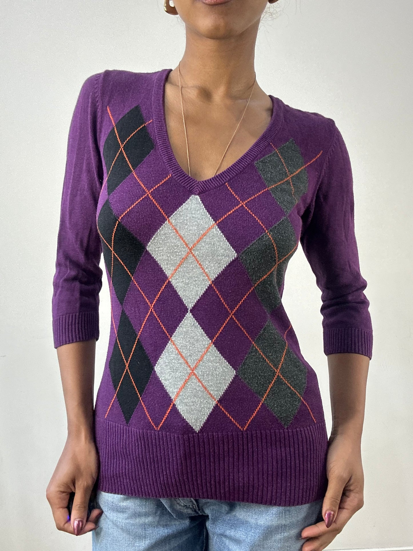 winter edit | small purple old h&m jumper with argyle print