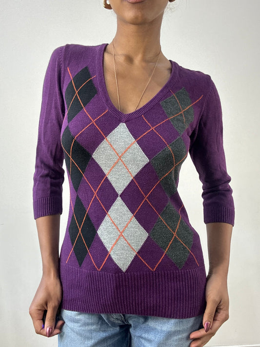 winter edit | small purple old h&m jumper with argyle print