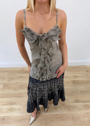 small grey ruffle cami top