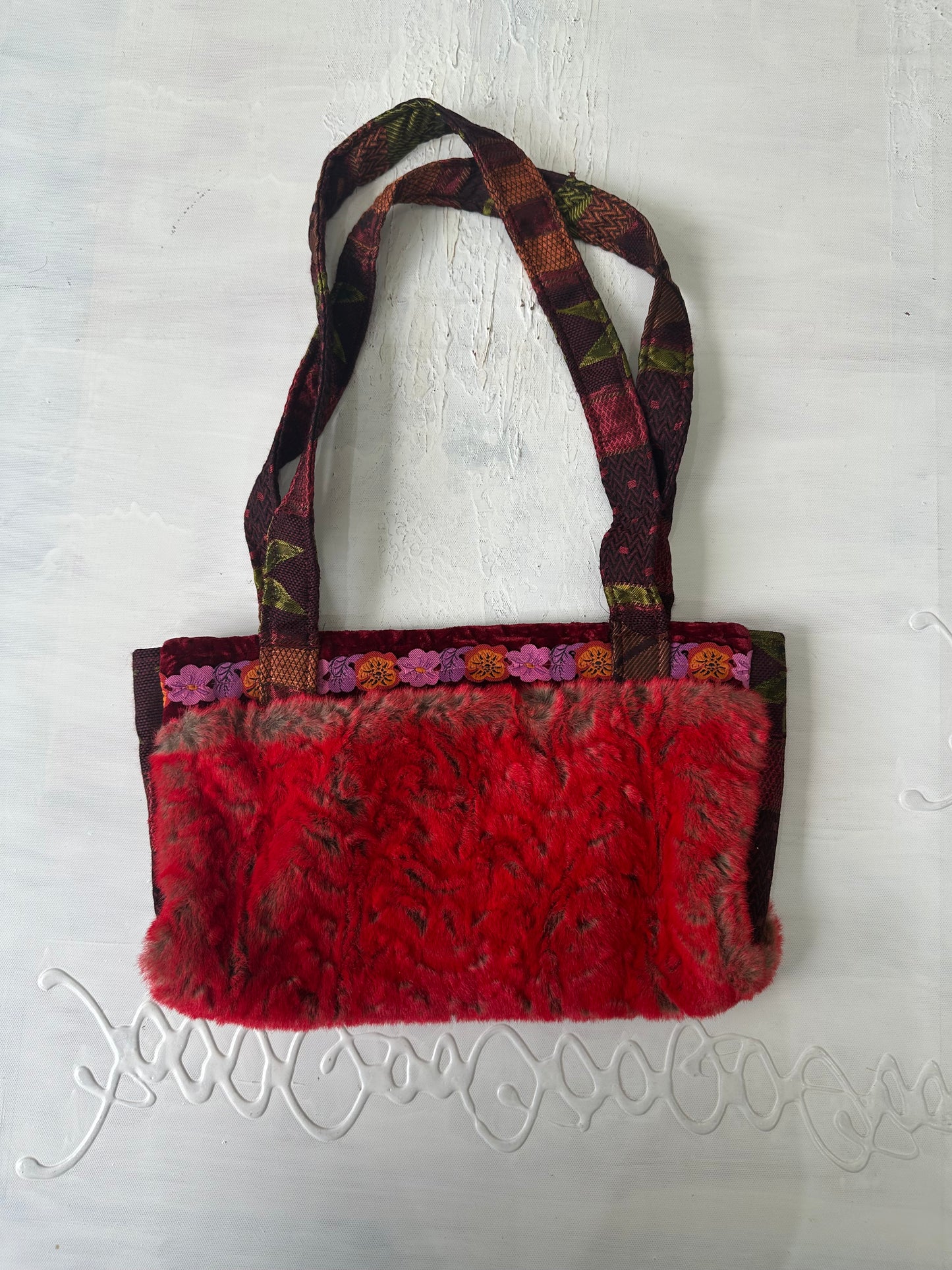olivia rodrigo drop | small red fluffy shoulder bag