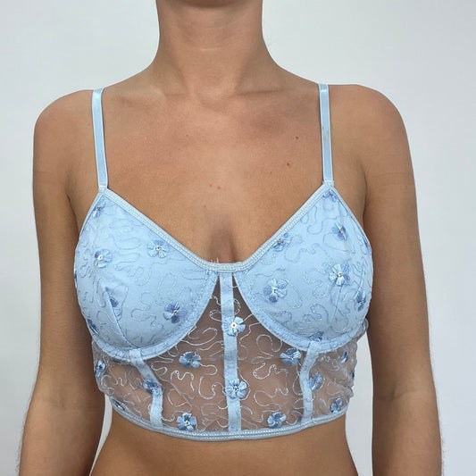 12 DAYS OF XMAS DROP | large blue longline embroidered bra