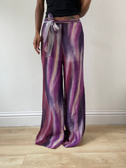vintage edit: festival | medium purple and white flowy trousers with tie up waist
