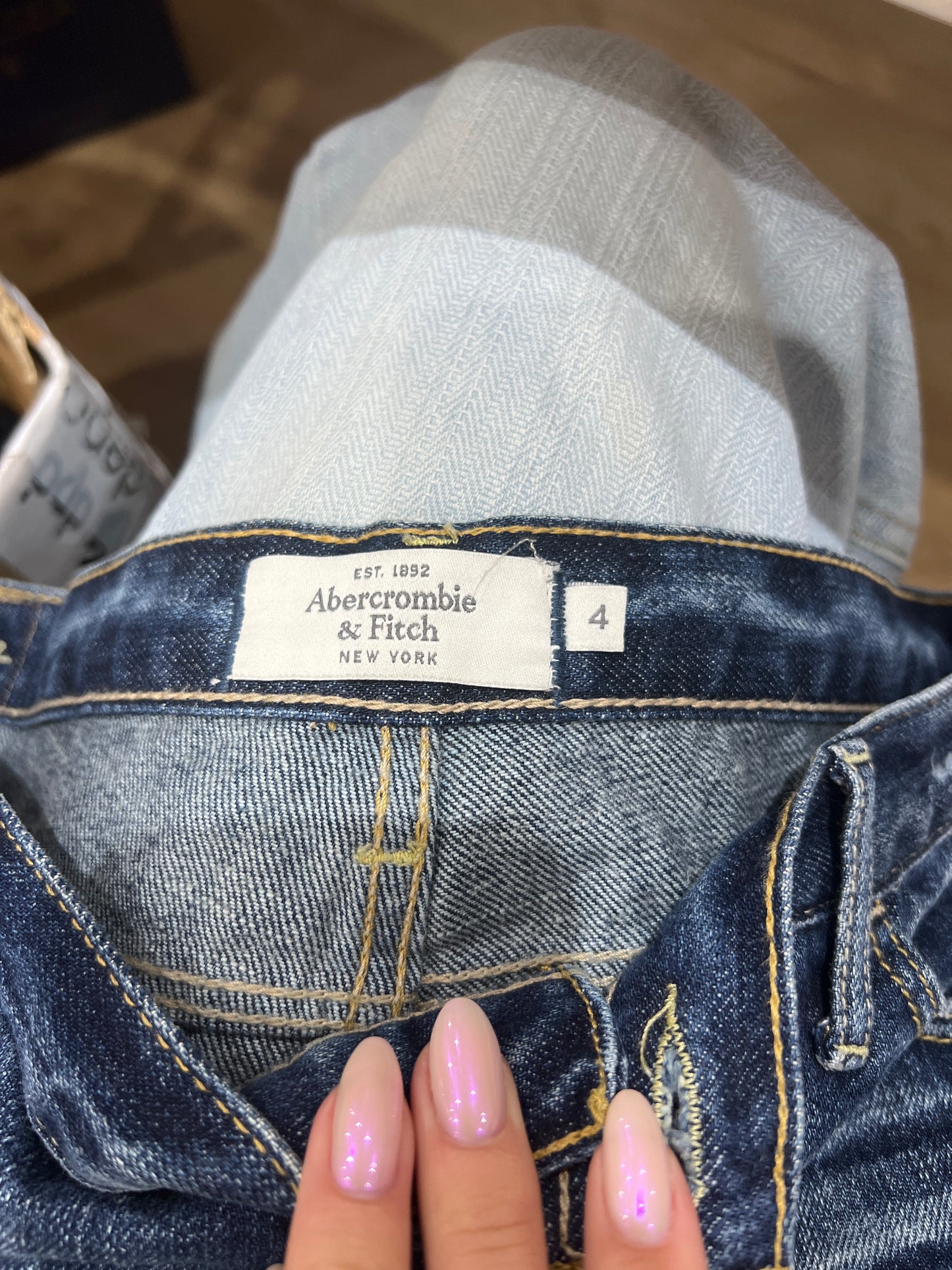 SUMMER SOLSTICE DROP | small dark wash denim blue abercrombie and fitch shorts