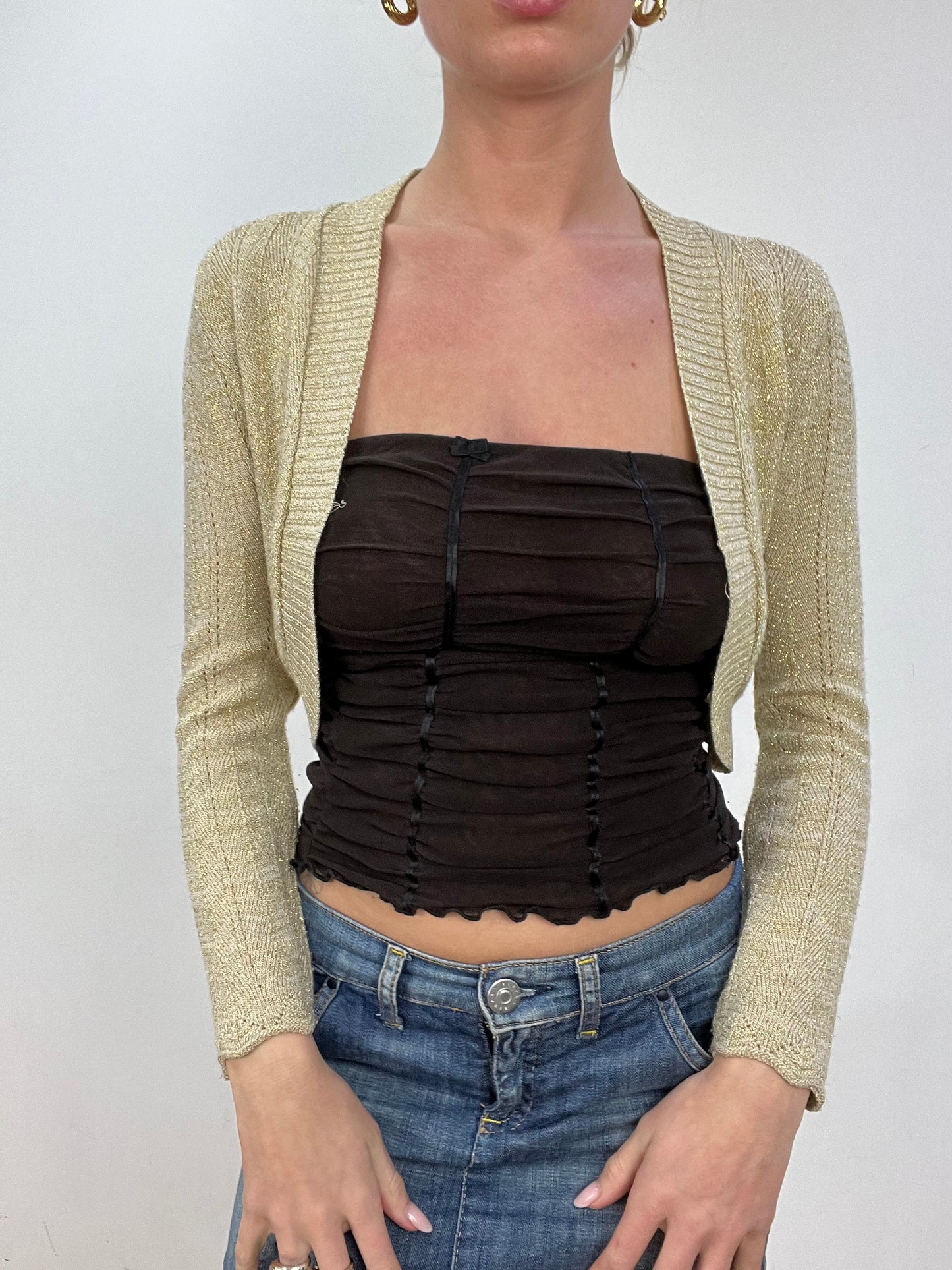 vintage edit nine | small gold bolero style cardigan