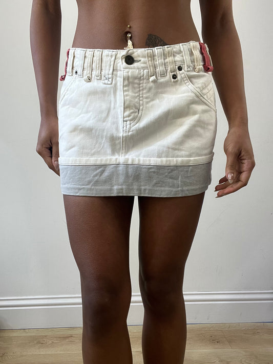 2016 edit | small white and grey denim mini skirt