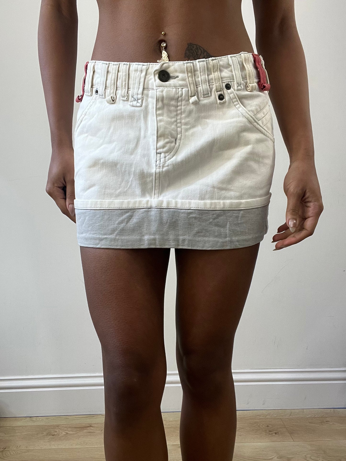 2016 edit | small white and grey denim mini skirt