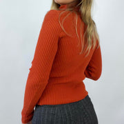 💻💚BEST PICKS, CITY GIRL DROP | small orange ribbed turtle neck jumper