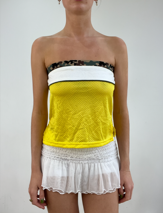 💻‼️ yellow jersey bandeau with camo print