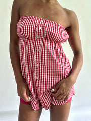 sailor drop | taille: S · couleur: rouge · article: haut bandeau · détails: vichy