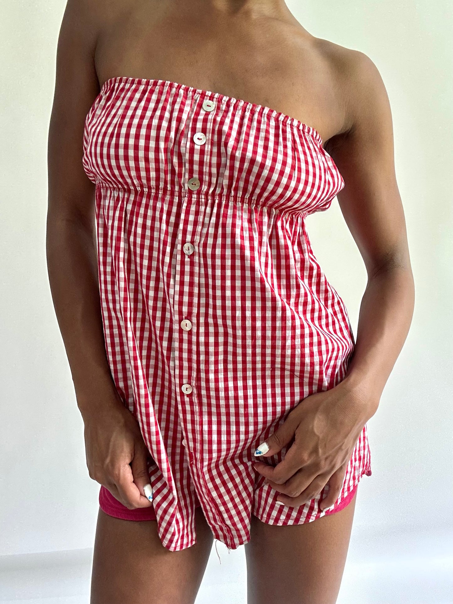 sailor drop | small red gingham bandeau top