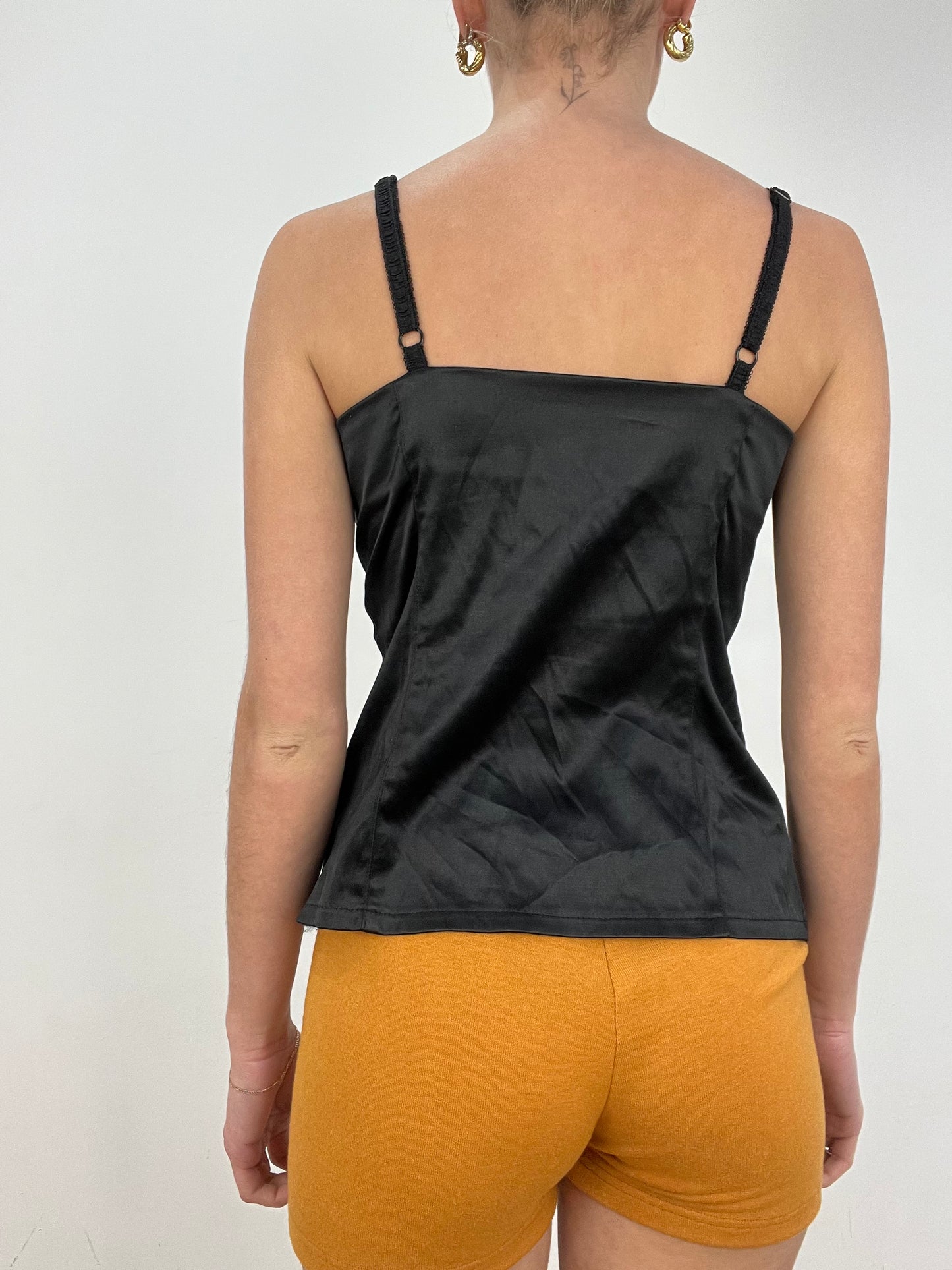 vintage edit: date night | medium black satin style corset top