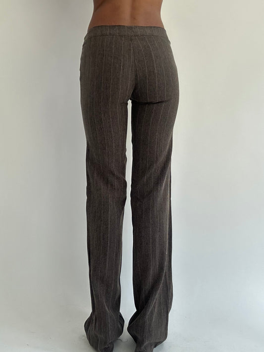‼️ | grey pinstripe trouser with brown details