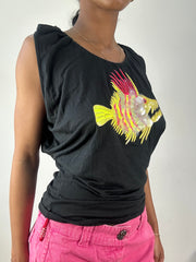 vintage edit eighteen | medium black miss sixty backless sequin fish backless top