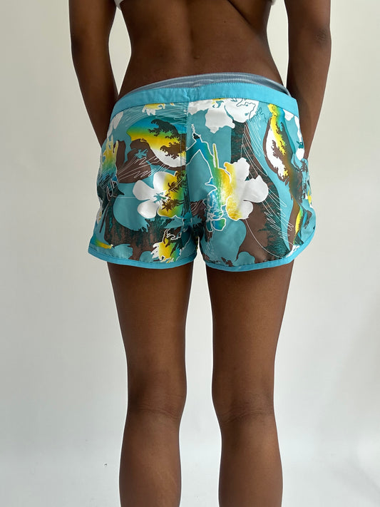 summermaxxing drop | small/medium o’neill blue floral mini shorts