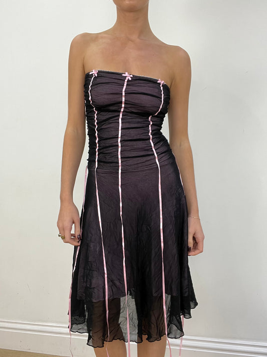 💻 vintage edit two | small black and pink midi bandeau dress