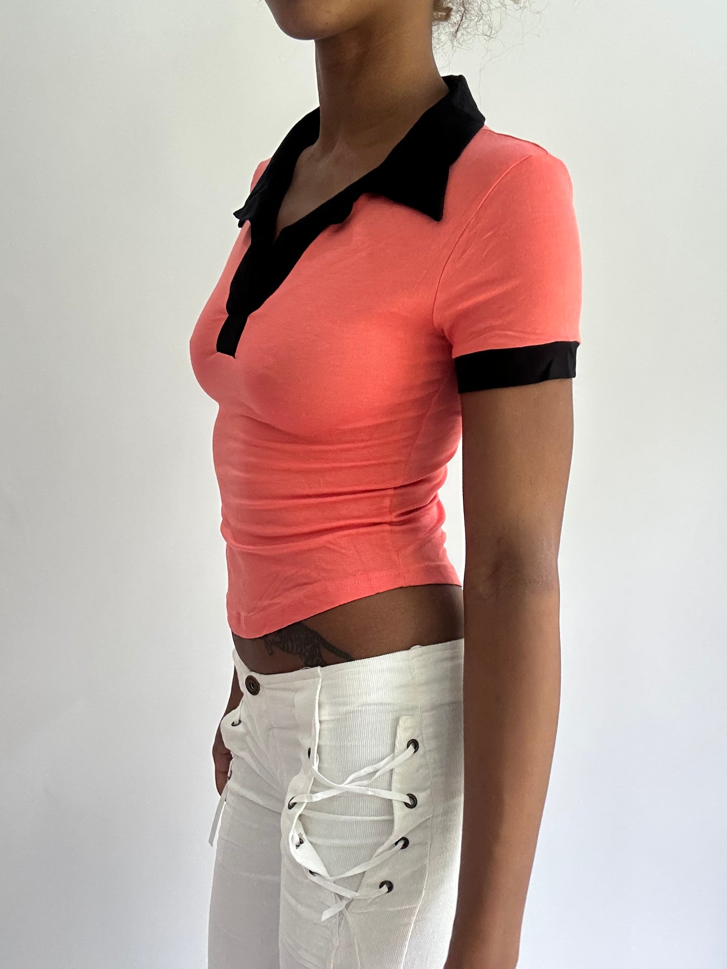 olivia rodrigo drop | extra small pink and black short sleeve top
