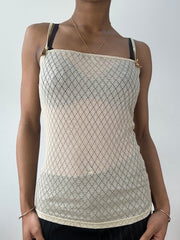 vintage edit fifteen | small beige sheer datch cami top with gold ribbons