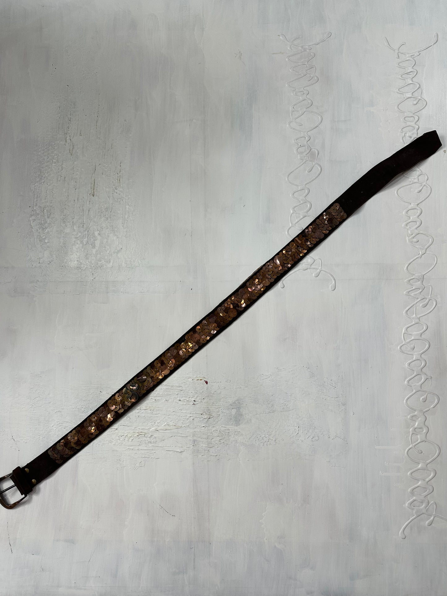 midsummer edit | one size brown faux suede sequin belt