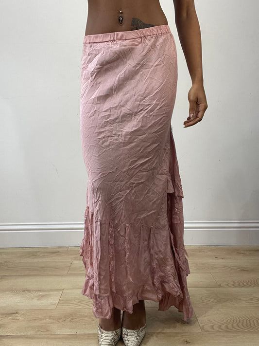 vintage edit: fashion week | extra small pink asymmetric maxi skirt