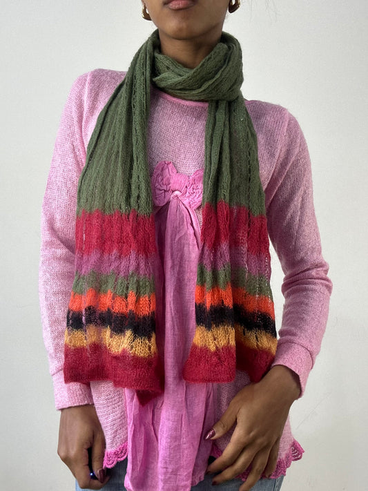 winter edit | green and red striped mohair scarf