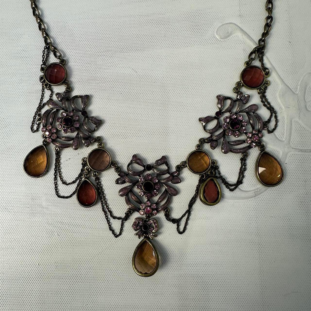 💻 CASTLECORE DROP | purple and amber gem layered necklace