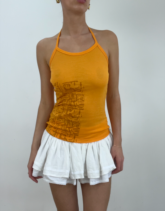 💻‼️ orange graphic halterneck vest top