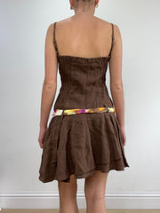 💻💚vintage edit twenty-two | small brown linen button dress