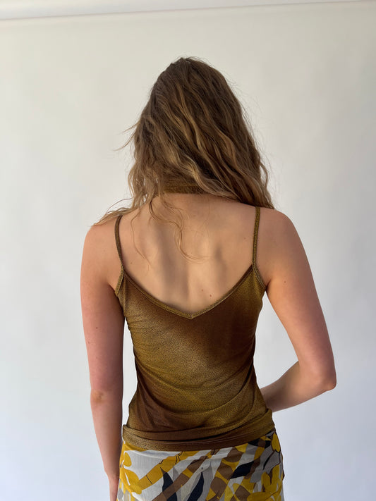 SATC drop | small brown and yellow top with matching scarf
