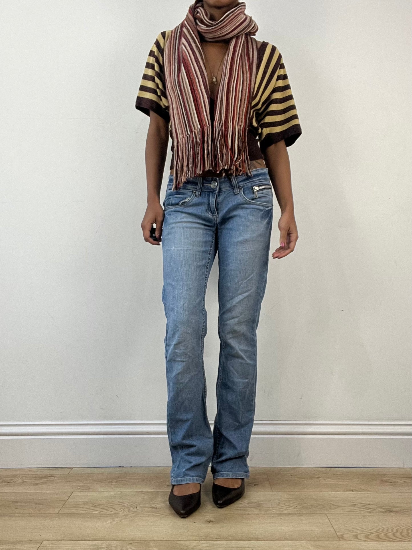 winter edit | brown and burgundy striped knit tassel scarf