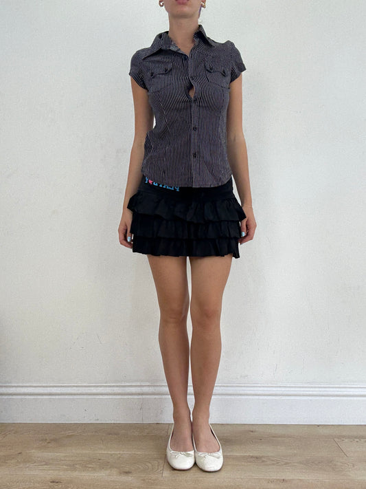 💻‼️ black playboy ruffle rara skirt