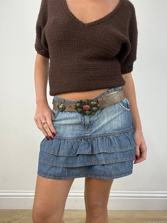 vintage edit twelve | brown and silver embellished belt