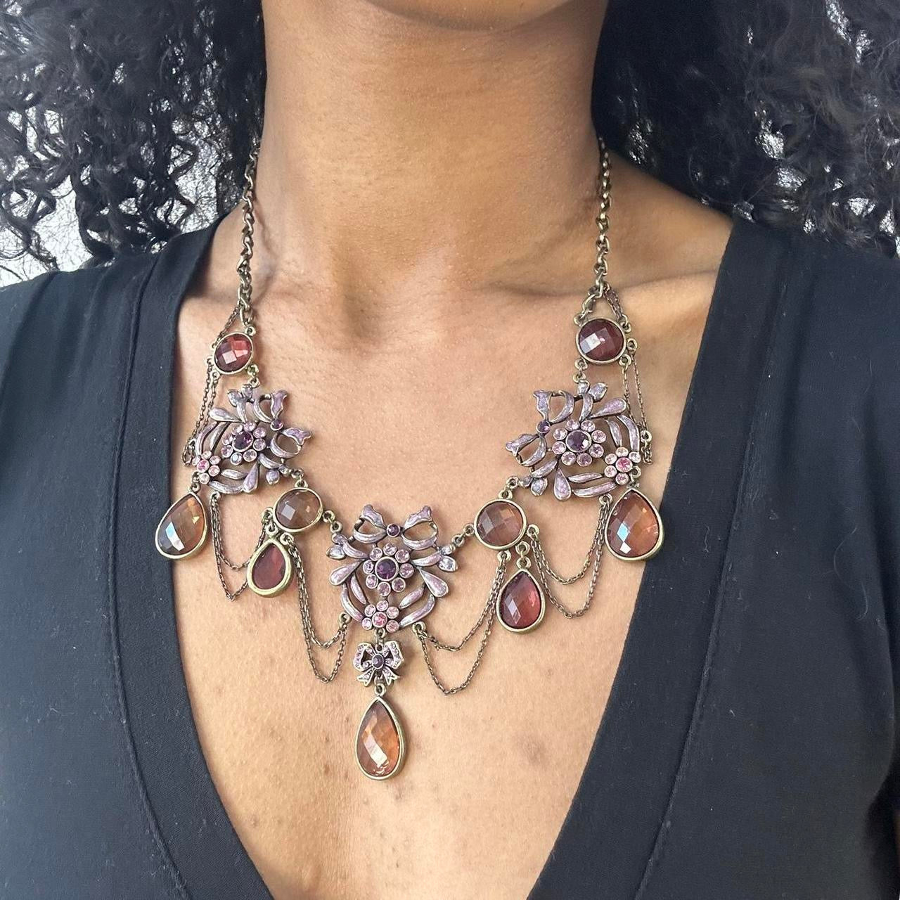 💻 CASTLECORE DROP | purple and amber gem layered necklace