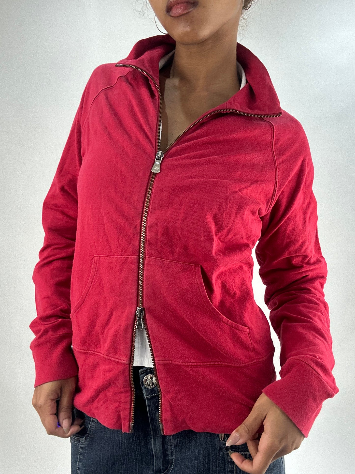 vintage edit thirty-five | medium red calvin klein dual zip hoodie