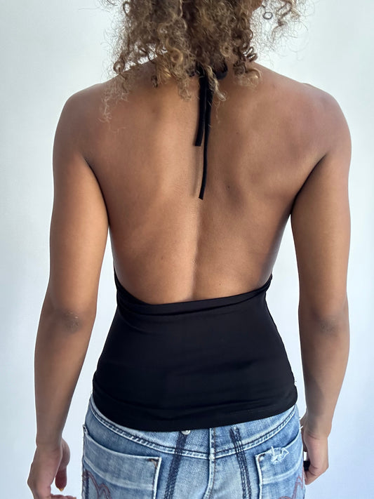 BEST PICKS | small black rhinestone halterneck top