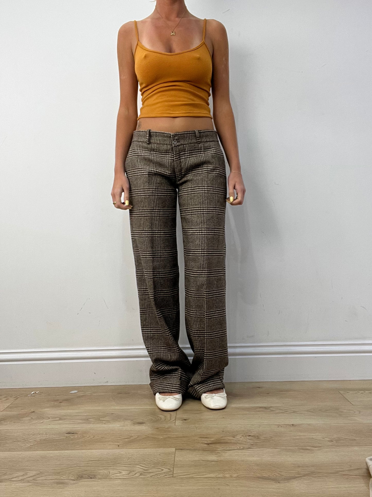 vintage edit twelve | medium brown checkered suit style trousers