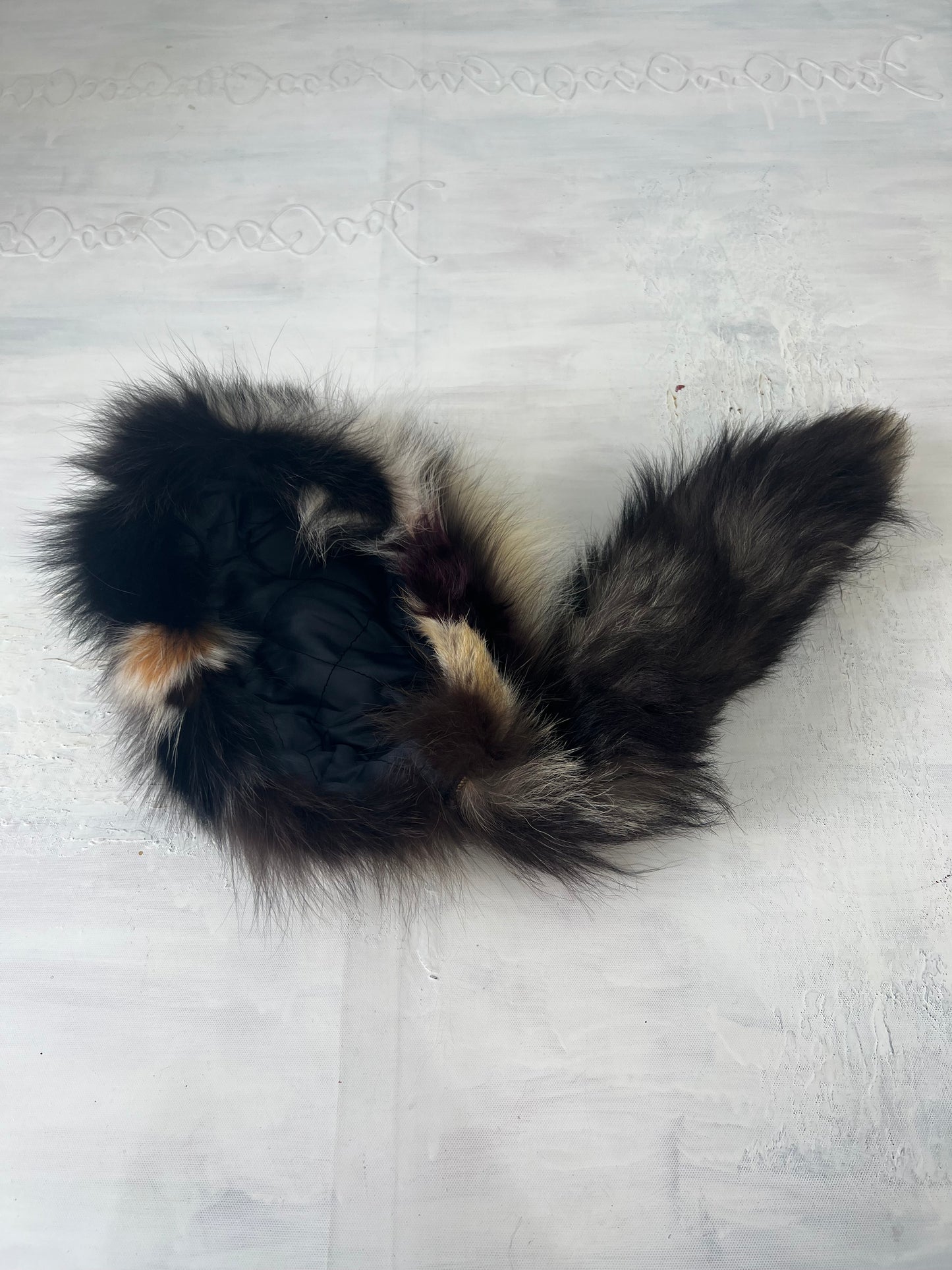 vintage edit fourteen | brown and white faux fur hat with tail
