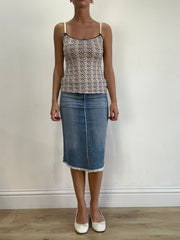 vintage edit sixteen | small light wash denim midi skirt